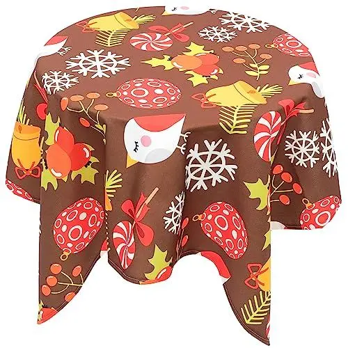 Produktbild: CIYODO Weihnachten Runde Tisch Abdeckung Party Tisch Tuch Dekorative Tischdecke 120x120cm Weihnachten Stil