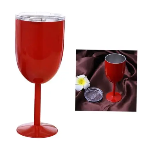 Produktbild: CIYODO Edelstahl Isolierte Weingläser Rotweinkelche Mit Deckel Zum Toasten Cocktail