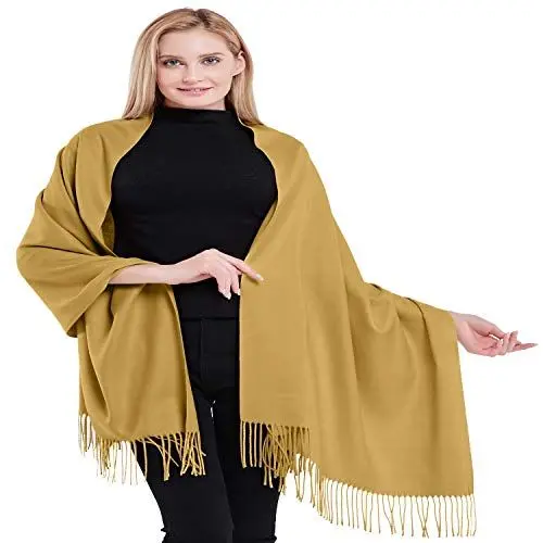 Produktbild: CJ Apparel Beige 100% Kaschmir Zweilagige Schals Pashmina Handgemacht in Nepal Schultertuch Schal Umschlagtuch NEU