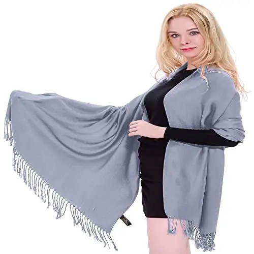 Produktbild: CJ Apparel Grau Einfarbiges Design Stola Schal Umschlagtuch Schultertuch Tuch Neu