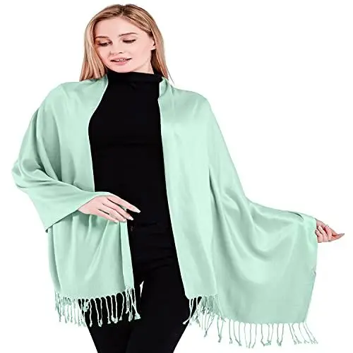 Produktbild: CJ Apparel Einfarbiger Schal mit Sekundenschnüren, für Gesicht, Pashmina, blasses Cyan, Einheitsgröße, Blasses Cyan, One size