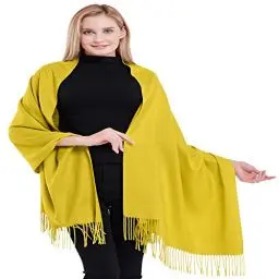 Produktbild: CJ Apparel Gelb 100% Kaschmir Zweilagige Schals Pashmina Handgemacht in Nepal Schultertuch Schal Umschlagtuch NEU