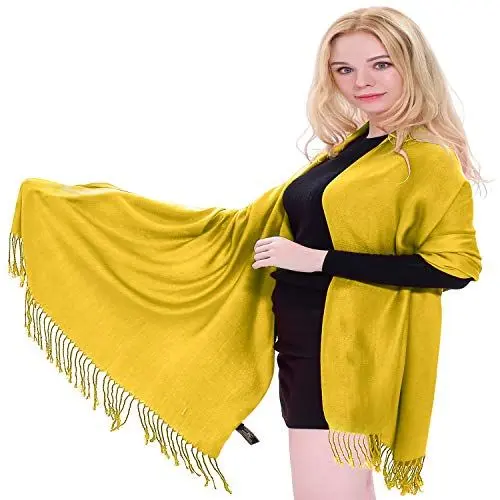 Produktbild: CJ Apparel Gelb Gold Einfarbiges Design Nepalese Schal Schultertuch Wrap Stola Pashmina NEU