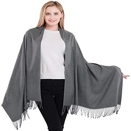 Produktbild: CJ Apparel Grau Dickes Einfarbiges Design Baumwollmischung Schal Schultertücher Wrap Pashminas NEU