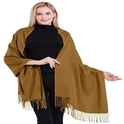 Produktbild: CJ Apparel Hellbraun 100% Kaschmir Zweilagige Schals Pashmina Handgemacht in Nepal Schultertuch Schal Umschlagtuch NEU