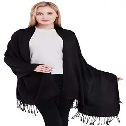 Produktbild: CJ Apparel Schwarz 100% Kaschmir Zweilagige Schals Pashmina Handgemacht in Nepal Schultertuch Schal Umschlagtuch NEU