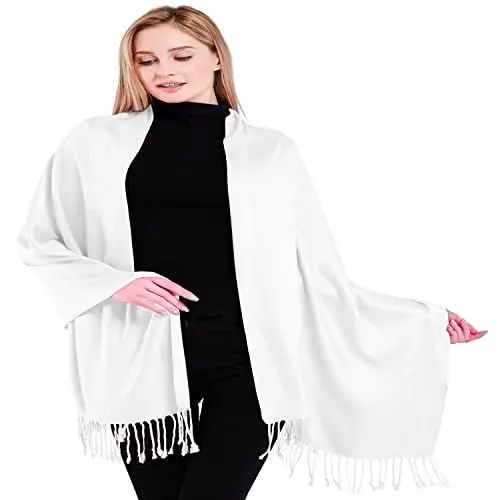 Produktbild: CJ Apparel Weiß Einfarbiges Design Stola Schal Umschlagtuch Schultertuch Tuch Zweite Wahl Pashmina NEU