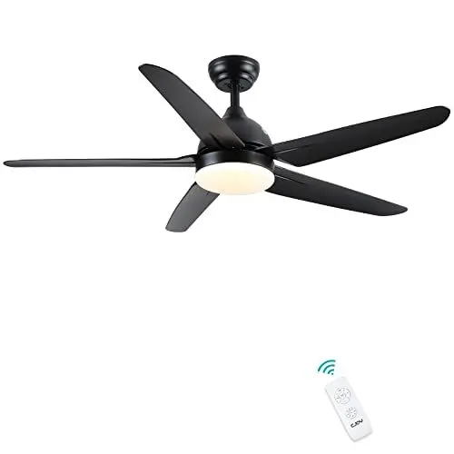 Produktbild: CJOY Deckenventilator mit Beleuchtung Leise, Ø132 cm Deckenventilator mit Beleuchtung und Fernbedienung, Schwarz Deckenventilator mit Licht 3 Farbtemperatur, 3 Geschwindigkeiten, Timer