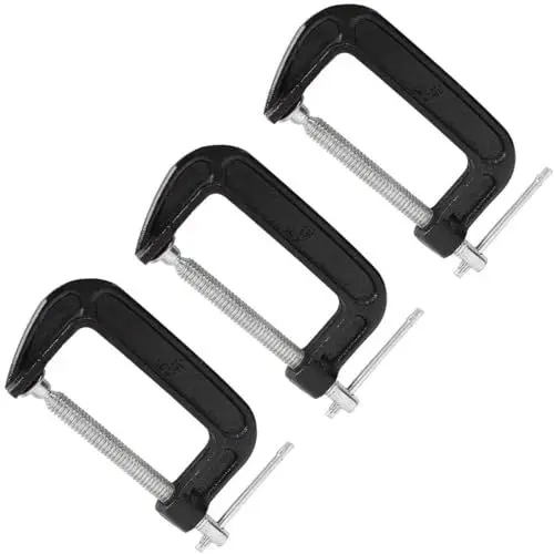 Produktbild: C-Klemmen-Set, 10,2 cm, robuste Stahl-C-Klemme, Industriestärke, C-Klemmen für Holzbearbeitung, Schweißen und Bauen, 3 Stück