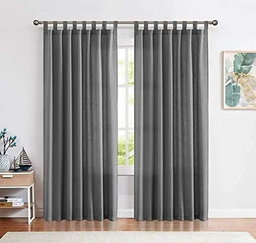 Produktbild: CKNY Gardinen Schlaufenschal Voile Fenster Vorhang Mit Schlaufen Halb Transparent Schlafzimmer Wohnzimmer 2 Stück 225cm x 140cm (H x B) Grau