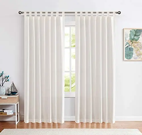 Produktbild: CKNY Gardinen Schlaufenschal Voile Fenster Vorhang Mit Schlaufen Halb Transparent Schlafzimmer Wohnzimmer 2 Stück 225 cm x 140 cm(H x B) Weiß