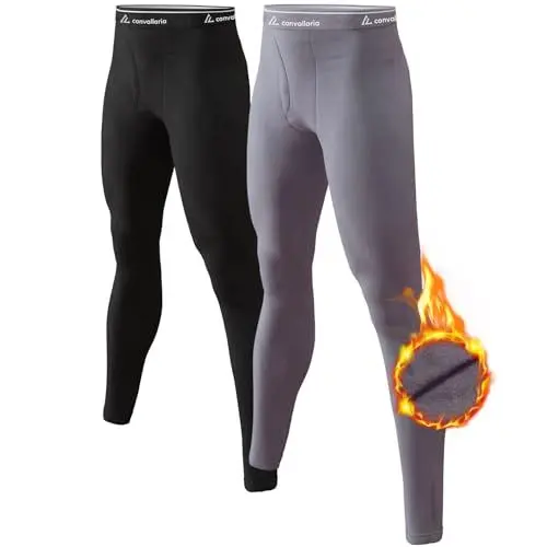 Produktbild: CL convallaria 2 Pack Thermo Unterhose Herren Lange Unterhosen Männer Innenfleece Thermounterwäsche Funktionsunterwäsche Skiunterwäsche für Winter