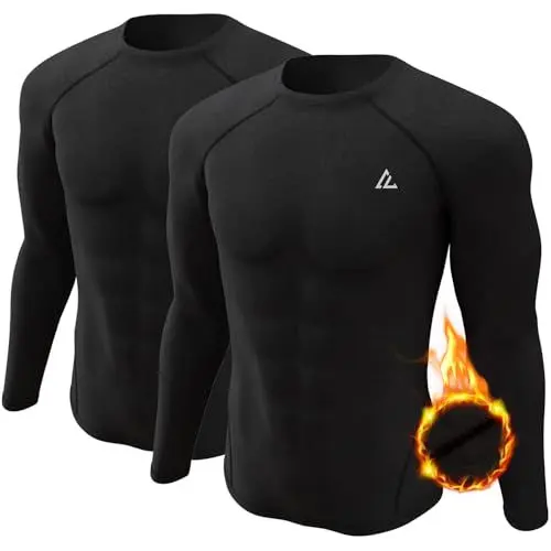 Produktbild: CL convallaria 2er Stück Thermounterwäsche Unterhemd Herren Thermo Oberteil Innenfleece Funktionsunterwäsche Thermoshirt Langarm