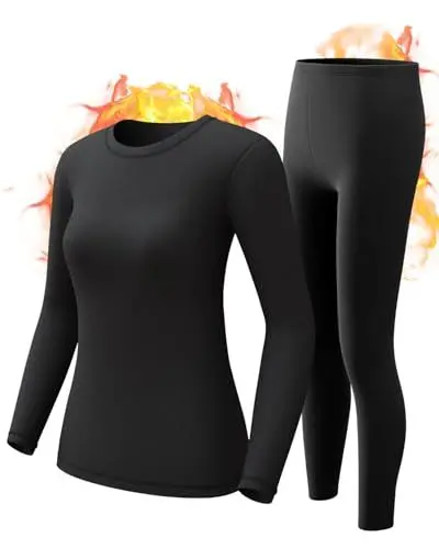 Produktbild: CL convallaria Thermounterwäsche Damen Atmungsaktiv Thermoaktiv Funktionsunterwäsche Innenfleece Skiunterwäsche Weich Thermo Unterwäsche Set