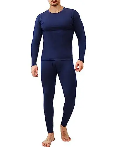 Produktbild: CL convallaria Thermounterwäsche Herren, Funktionsunterwäsche Skiunterwäsche Atmungsaktiv Innenfleece Winter Thermowäsche Warm Weich Thermounterhemd Thermounterhose für Männer, Blau