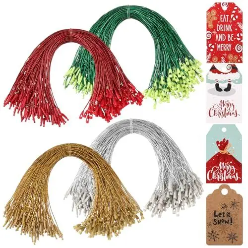 Produktbild: Clabby 400 Weihnachtsornament Haken Ornament Aufhänger mit Schnappverschluss Ornamentschnur mit 400 Weihnachten Geschenkanhänger Weihnachtsschnur mit Verschluss für Weihnachtsbaum Dekorationen
