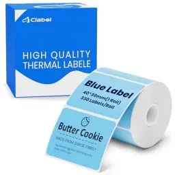 Produktbild: CLABEL 1 Rolle 40x30mm Thermo Blau Etikettenband für Etikettendrucker Selbstklebend Klebeetiketten zum Beschriften Aufkleber für Schule Unternehmen Geschäft Zuhause Preis, 330 Stück/Rolle(1,57