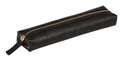 Produktbild: Clairefontaine 102511C Schlampermäppchen (Flying Spirit aus Leder, klein, rund, 19,5 x 4,5 x 2,3cm) 1 Stück schwarz
