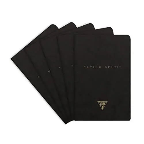 Produktbild: Clairefontaine 102596C - Packung mit 5 Hefte Flying Spirit, liniert 9x14 cm 48 Blatt, Schwarz Motiven sortiert, 1 Pack