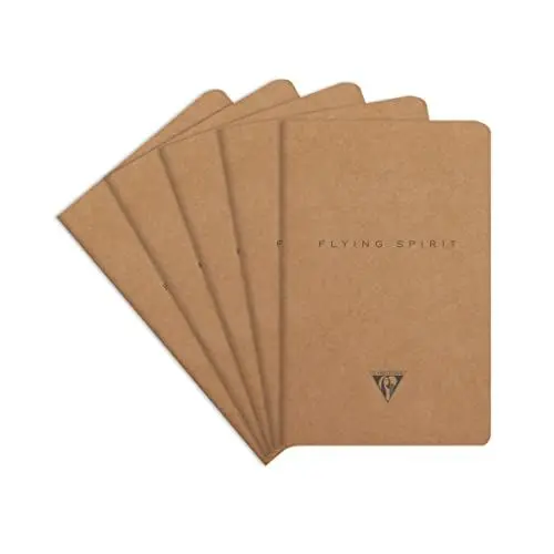 Produktbild: Clairefontaine 103506C - Packung mit 5 Hefte Flying Spirit, liniert 11x17 cm 48 Blatt, Braun Motiven sortiert, 1 Pack