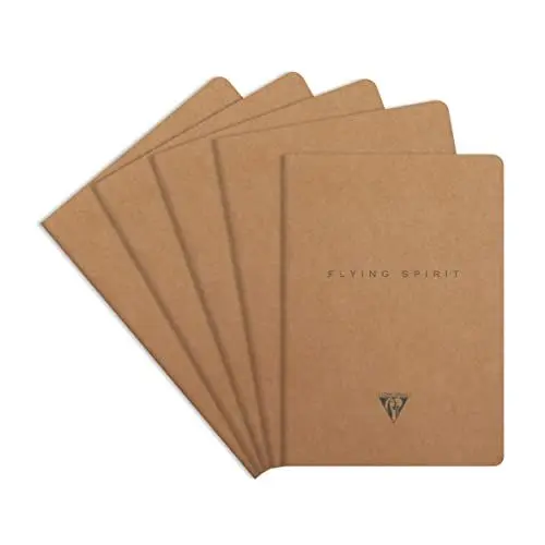 Produktbild: Clairefontaine 103536C - Packung mit 5 Hefte Flying Spirit, liniert DIN A5 48 Blatt, Braun Motiven sortiert, 1 Pack