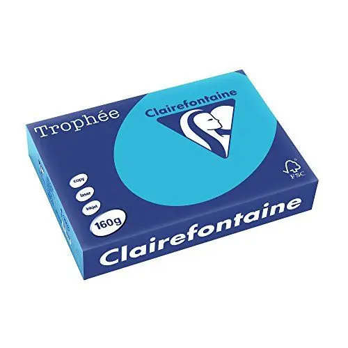 Produktbild: Clairefontaine 1052C - Ries Druckerpapier / Kopierpapier Trophee, intensive Farben, DIN A4, 160g, 250 Blatt, Royalblau, 1 Ries