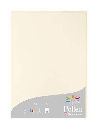 Produktbild: Clairefontaine 14204C Packung mit 50 Blatt Pollen 160g, DIN A4, 21 x 29,7cm, Elfenbein