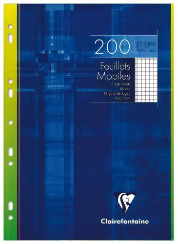Produktbild: Clairefontaine 1752C Ringbucheinlagen Packung (mit 100 Blatt DIN A4, 21 x 29,7 cm, kariert, 90g, ideal für die Schule) weiß