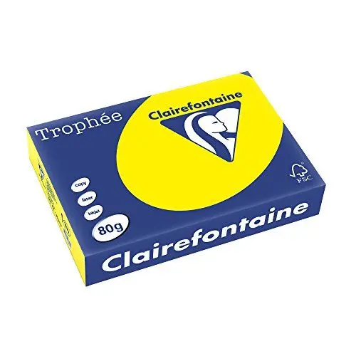 Produktbild: Clairefontaine 1877C - Ries Druckerpapier / Kopierpapier Trophee, intensive Farben, DIN A4, 80g, 500 Blatt, Sonnengelb, 1 Ries