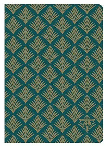 Produktbild: Clairefontaine 192436C Notizbuch Neo Deco Herbst Winter Kollektion, mit Fadenbindung, 14,8 x 21 cm, liniert, 48 Blatt, 90g, elfenbeinfarbiges Papier, 1 Stück, Grün mit Pflanzenmotiven