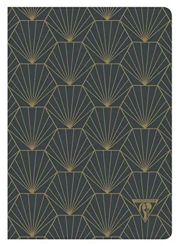 Produktbild: Clairefontaine 192536C Notizbuch Neo Deco Herbst Winter Kollektion, mit Fadenbindung, 14,8 x 21 cm, liniert, 48 Blatt, 90g, elfenbeinfarbiges Papier, 1 Stück, Grau mit Muschelmotiven