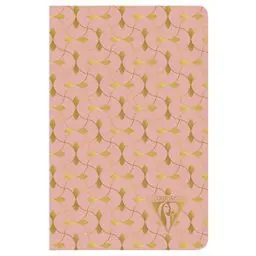 Produktbild: Clairefontaine 193296C Notizbuch Neo Deco Frühlings Sommer Kollektion, mit Fadenbindung, 9 x 14cm, 48 Blatt, liniert, 90g, elfenbeinfarbiges Papier, 1 Stück, Korallenrot
