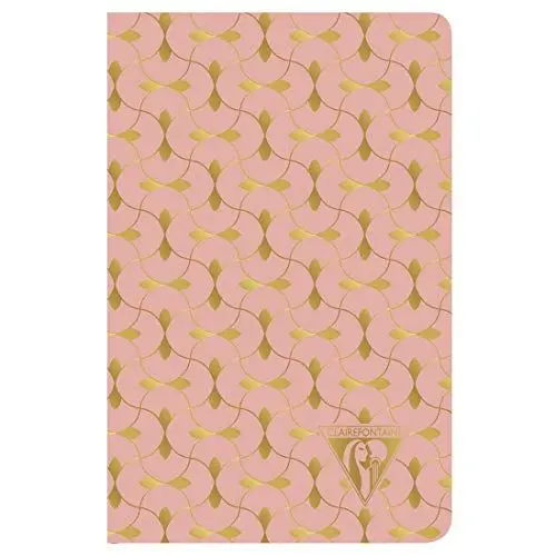 Produktbild: Clairefontaine 193296C Notizbuch Neo Deco Frühlings Sommer Kollektion, mit Fadenbindung, 9 x 14cm, 48 Blatt, liniert, 90g, elfenbeinfarbiges Papier, 1 Stück, Korallenrot