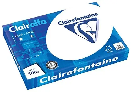 Produktbild: Clairefontaine 1951C - Ries Druckerpapier / Kopierpapier Clairalfa, extraweiß, DIN A3, 100g, 500 Blatt, Weiß, 1 Ries