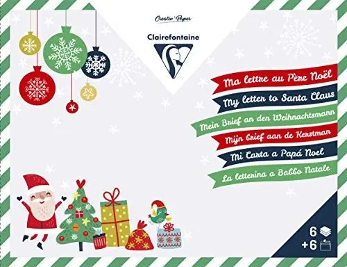 Produktbild: Clairefontaine 20029C - Korrespondenzset, 6 Blatt Briefpapier in A5 + 6 Umschläge C6 + Sticker, Weihnachten