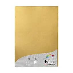 Produktbild: Clairefontaine 24390C - Packung mit 25 Blatt Briefpapier Pollen DIN A4 21x29,7 cm, 210g, ideal für Ihre Einladungen und Korrespondenz, Premium glattes Papier, Gold, 1 Pack