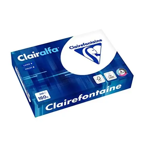 Produktbild: Clairefontaine 2618C - Ries Druckerpapier / Kopierpapier Clairalfa, extraweiß, DIN A4, 160g, 250 Blatt, Weiß, 1 Ries