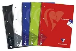 Produktbild: Clairefontaine 307227C - Packung mit 5 Heften / Collegeblöcken, DIN A4, 80 Blatt 90g liniert mit Doppelrand, Lineatur Nr. 27, Farben sortiert, 1 Pack