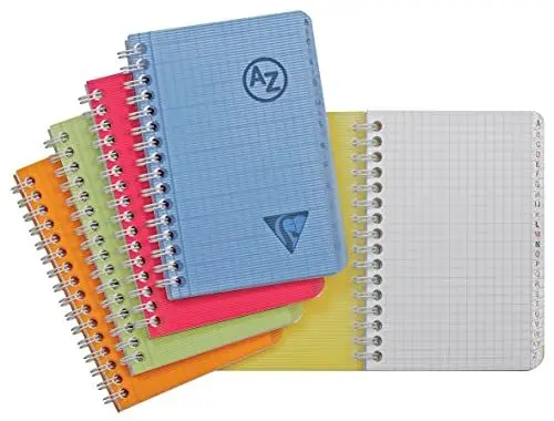 Produktbild: Clairefontaine 328225C – ein Verzeichnis mit Spiralbindung, 9 x 14 cm, 100 Seiten, kariert, Umschlag aus Polypropylen, zufällige Farbauswahl
