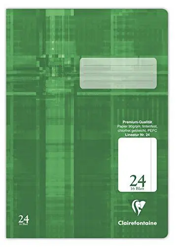 Produktbild: Clairefontaine 331024C - Heft ideal für die Schule, DIN A4, 16 Blatt, 90g, Lineatur 24 blanko mit Rand, Grün, 1 Stück