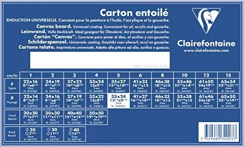 Produktbild: Clairefontaine 34003C Leinwand (3 mm, Querformat, 35 x 24 cm, ideal für Nasstechniken, praktisch und einfach zu verwenden) weiß