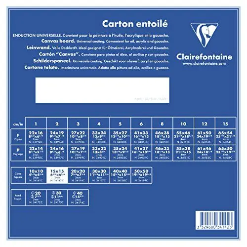 Produktbild: Clairefontaine 34142C Leinwand (3 mm, 15 x 15 cm, viereckig, ideal für Nasstechniken, praktisch und einfach zu verwenden) weiß