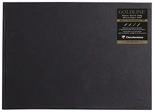 Produktbild: Clairefontaine 34244C Skizzenbuch mit Fadenbindung Geleimt quer Goldine, Din A4, 29.7 x 21 cm, 140 g, weiß