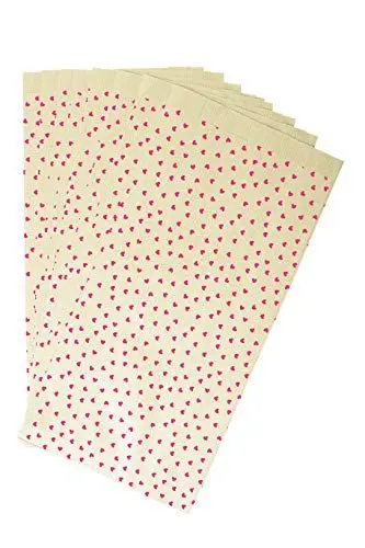 Produktbild: Clairefontaine 394106C - Packung mit 50 Tüten / Beutel aus Kraftpapier, 11x21x5cm, dehnbar, robust und biologisch abbaubar, ideal für kleine Geschenke und Bonbons, Herzenmotiv, 1 Pack