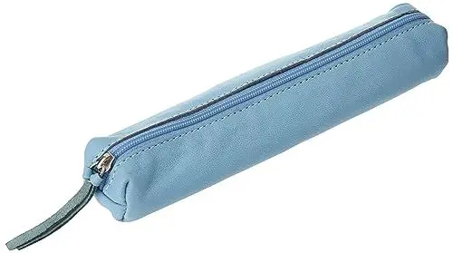Produktbild: Clairefontaine 410151C Schlampermäppchen Slim, aus Lammleder, 19,5 x 2,5 x 4cm, 1 Stück, Blau