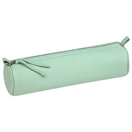 Produktbild: Clairefontaine 410160C - Schlampermäppchen gefärbtes Leder Ø5,5x22cm, ideal für die Schule und Make-Up, Pistaziengrün, 1 Stück