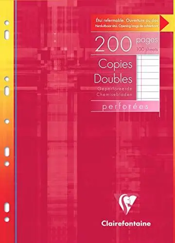 Produktbild: Clairefontaine 4715C - Packung, mit 200 Seiten Klausurbogen (Doppelblätter) DIN A4, 21x29,7cm, 9-fach gelocht, 90g, liniert mit Rand, Weiß, 1 Pack