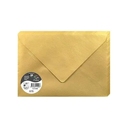 Produktbild: Clairefontaine 51200C - Packung mit 20 Umschlag Pollen Format C5 16,2x22,9 cm, 120g, gefüttert, ideal für Einladungen und Korrespondenz, Premium glattes Papier, Gold, 1 Pack