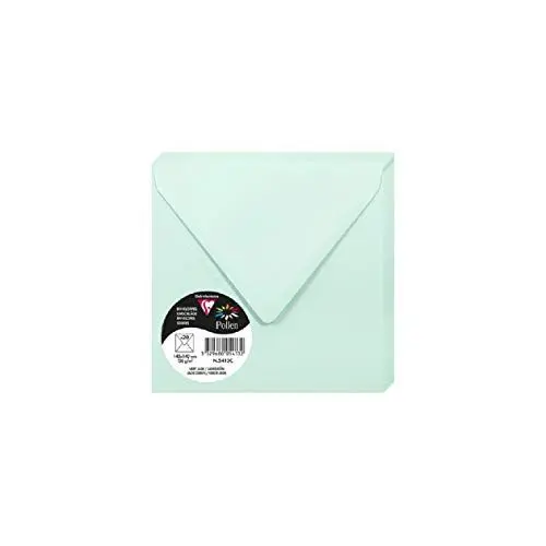 Produktbild: Clairefontaine 5413C - Packung mit 20 Umschlägen Pollen 14x14 cm, 120g, gefüttert, ideal für Einladungen und Korrespondenz, Premium glattes Papier, Jadegrün, 1 Pack
