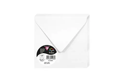 Produktbild: Clairefontaine 5428C - Packung mit 20 Umschläge Pollen, gefüttert, 140 x 140 mm, 120g, ideal für Einladungen und Korrespondenz, Weiß, 1 Pack